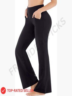 High Waisted Bootcut Yoga Pants with Pockets Stretchy Work Pants